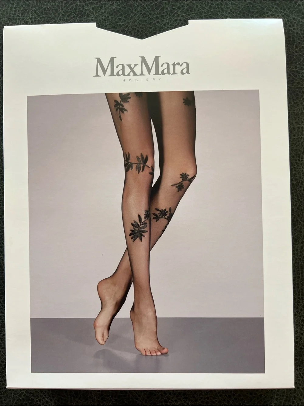 MaxMara Tights Ferrara Pantyhose Floral Rococo Art Design Black Size L